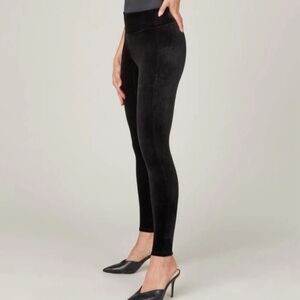 Spanx size Medium- black velvet leggings.